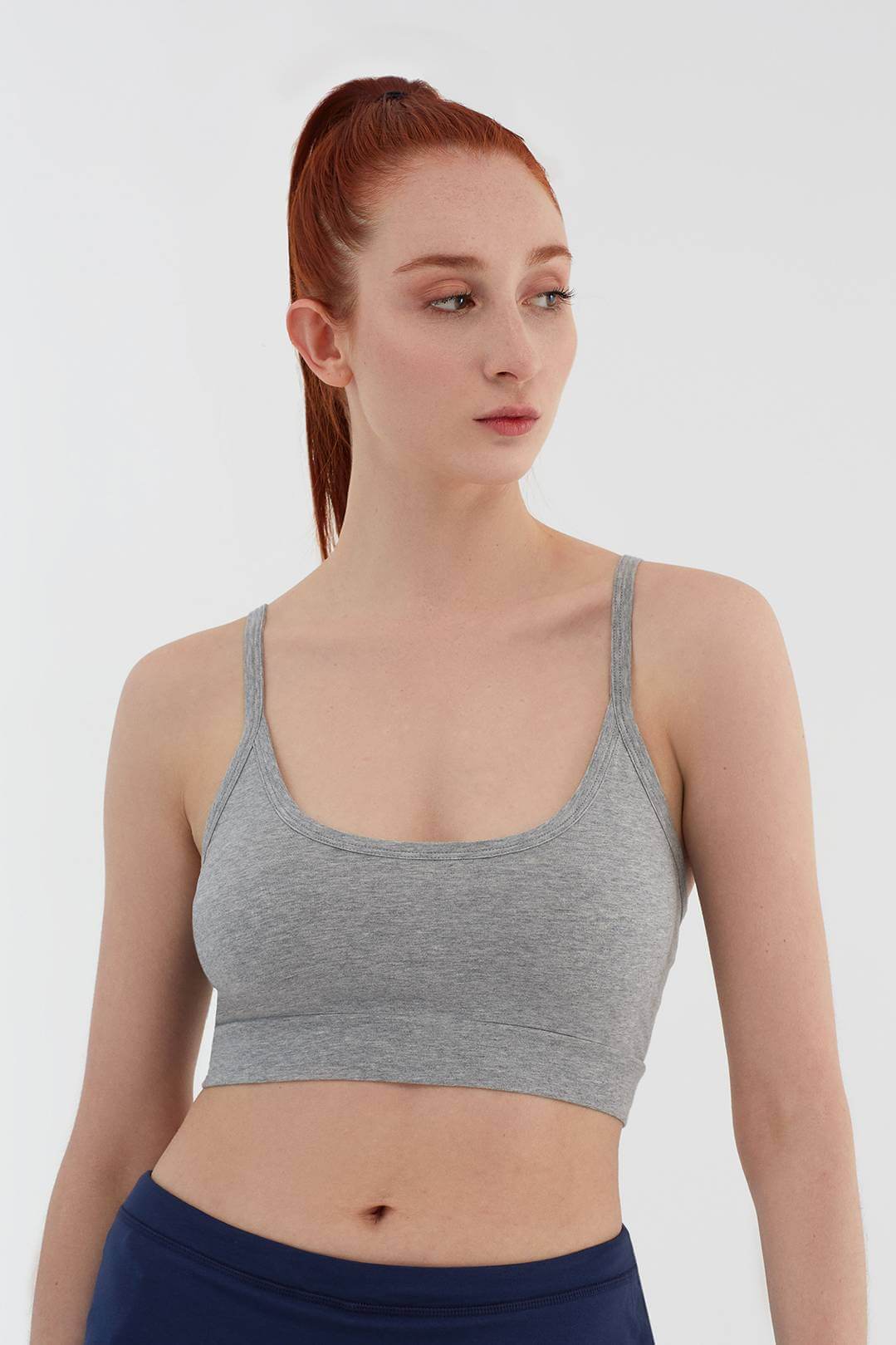 Women's bra with a supportive band, made from organic materials, shown on a plain background. Comfortable and eco-friendly lingerie from True North. 1511-02