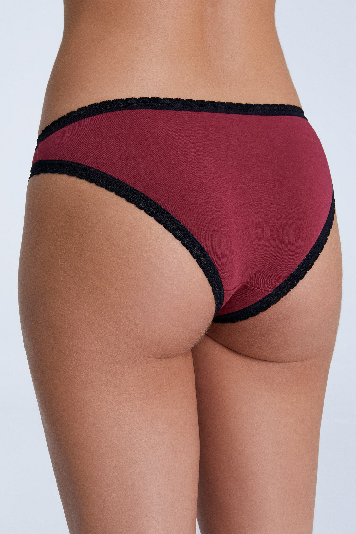 Women's briefs with lace detailing, made from organic cotton, shown on a white background. Stylish and eco-friendly lingerie from True North 1111-079