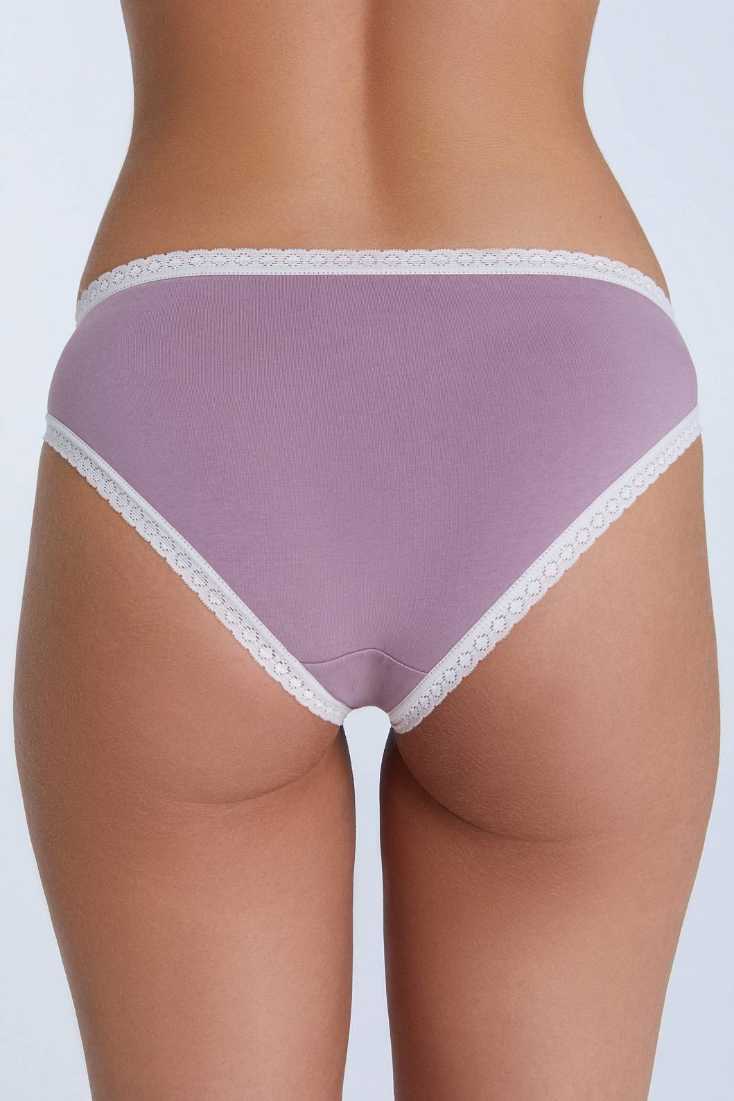 Women's briefs with lace detailing, made from organic cotton, shown on a white background. Stylish and eco-friendly lingerie from True North 1111-080