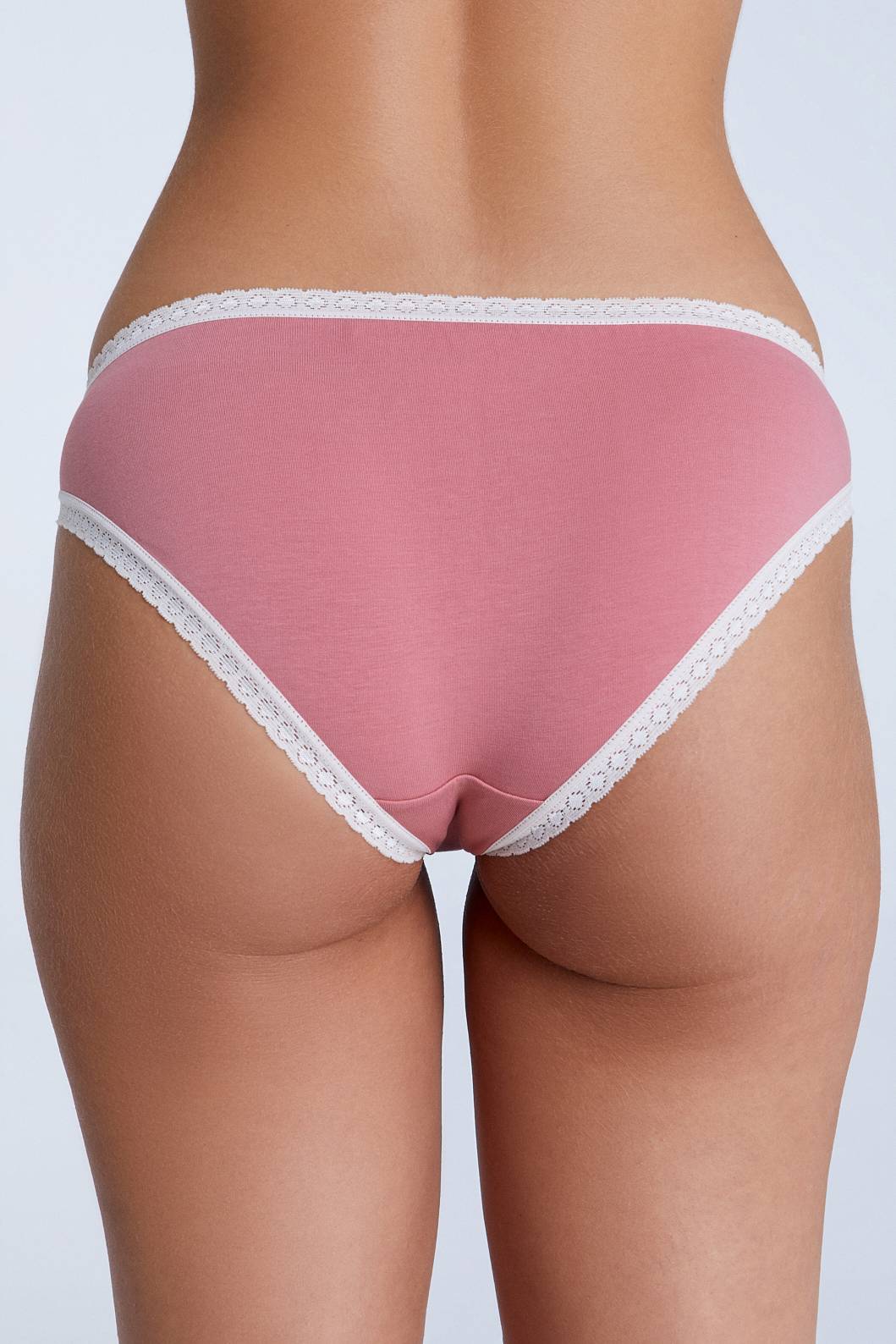 Women's briefs with lace detailing, made from organic cotton, shown on a white background. Stylish and eco-friendly lingerie from True North 1111-082