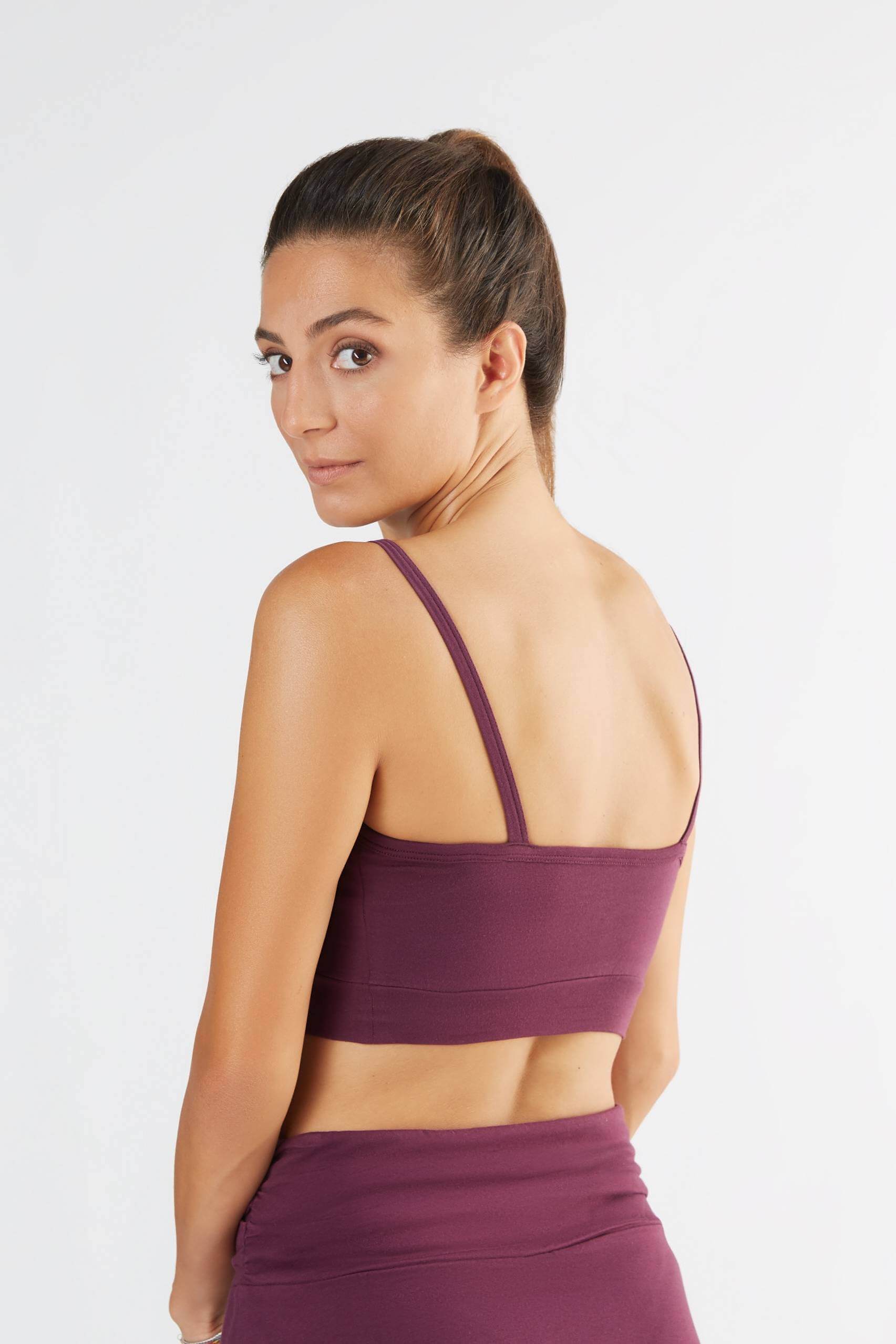 Women's bra with a supportive band, made from organic materials, shown on a plain background. Comfortable and eco-friendly lingerie from True North. 1511-028