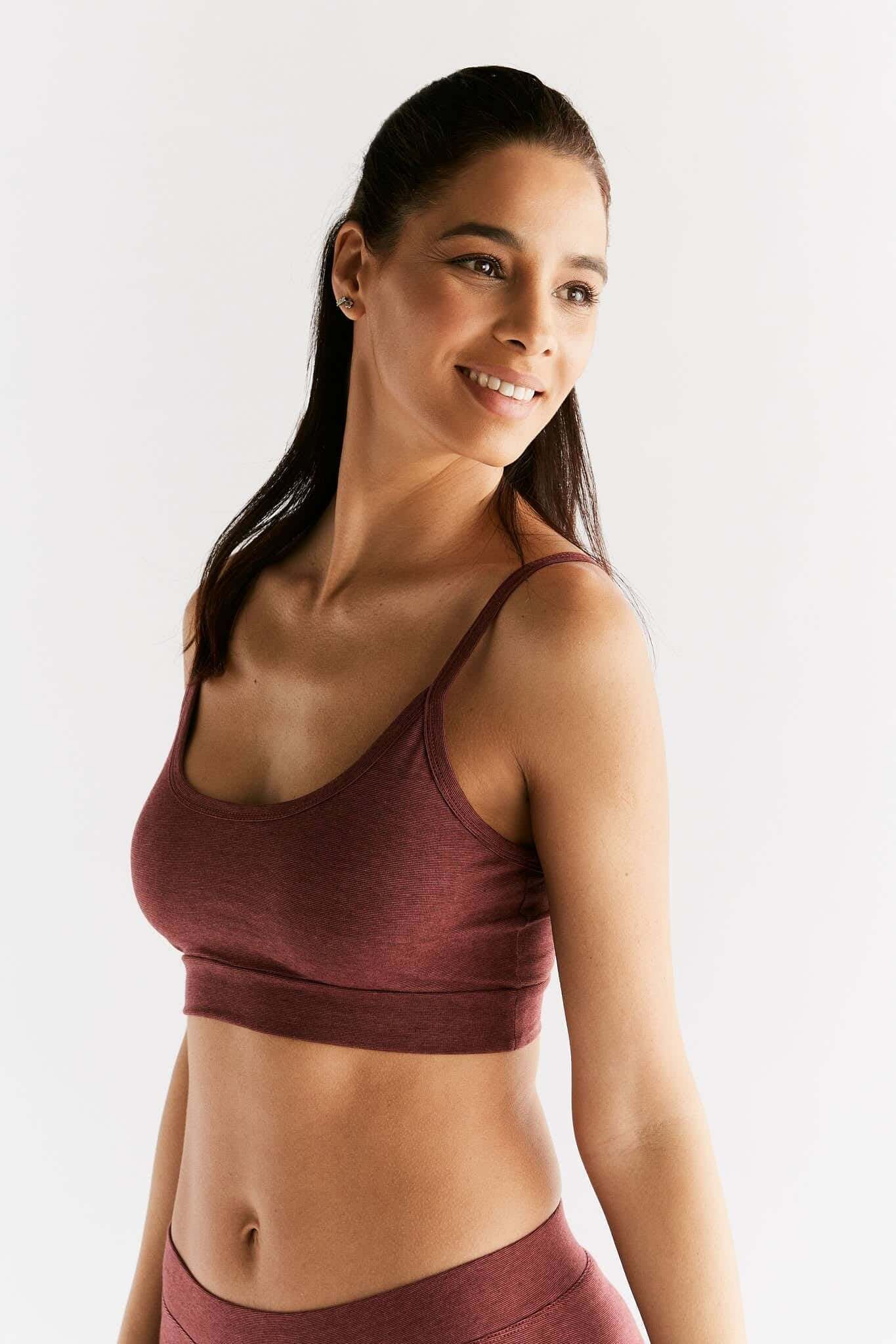 Women's bra with a supportive band, made from organic materials, shown on a plain background. Comfortable and eco-friendly lingerie from True North. 1511-062