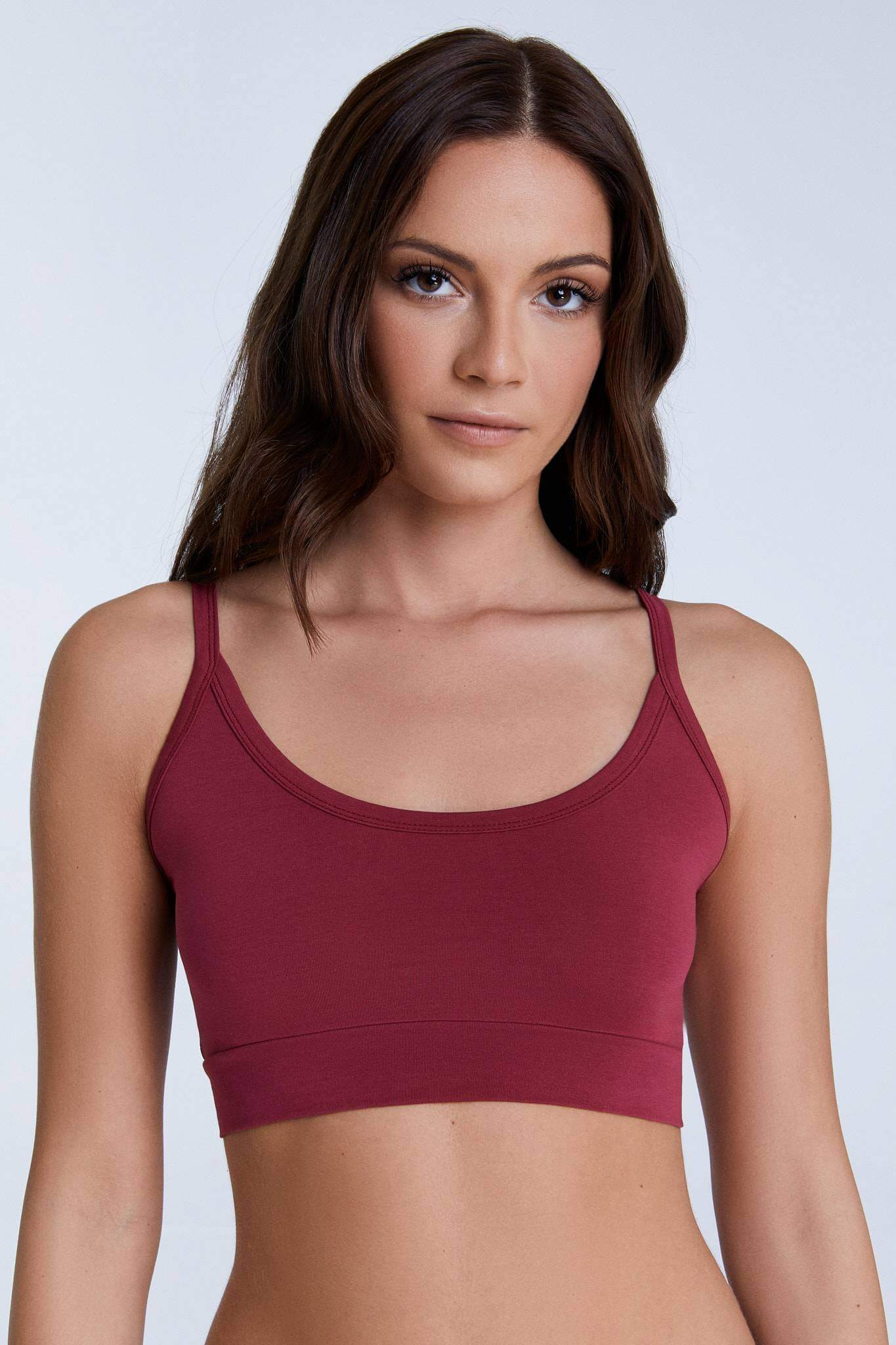 Women's bra with a supportive band, made from organic materials, shown on a plain background. Comfortable and eco-friendly lingerie from True North. 1511-079