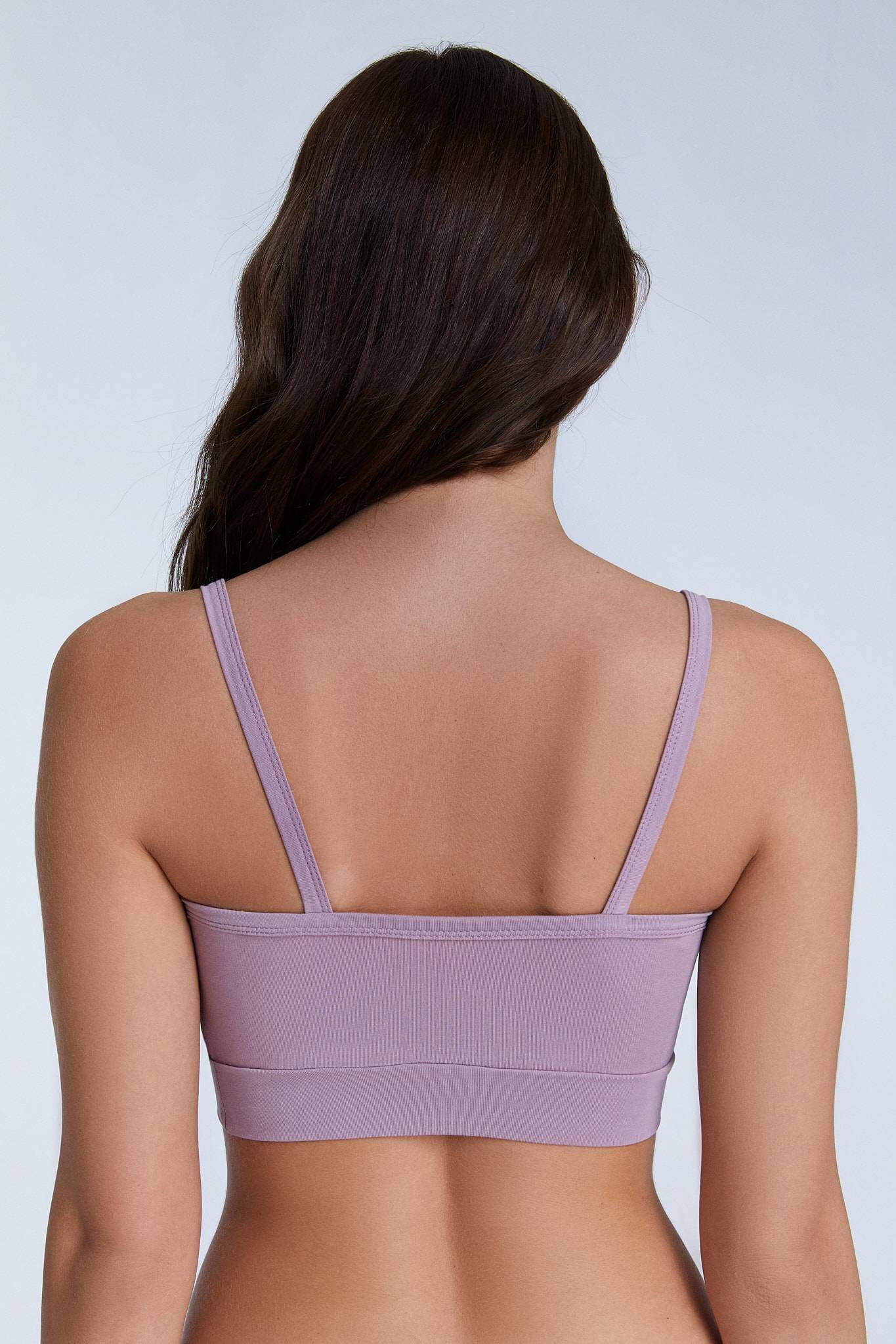 Women's bra with a supportive band, made from organic materials, shown on a plain background. Comfortable and eco-friendly lingerie from True North. 1511-080